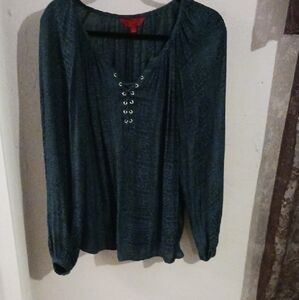 Jennifer Lopez Navy Blouse with Eyelet Detail